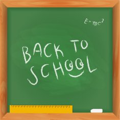 Green chalkboard with lettering "Back to school" Vector