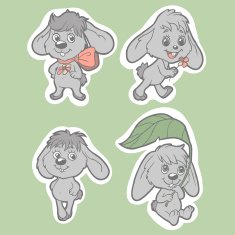 Set of vector elements (rabbits) free image download