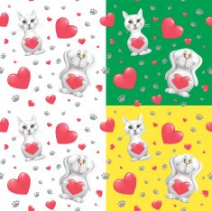 Printseamless pattern with pets and hearts