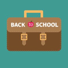 Big brown schoolbag briefcase Flat design style
