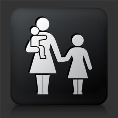 Black Square Button with Relationship Problems Icon