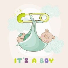 Baby Bear Shower or Arrival Card - in vector