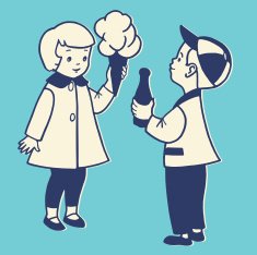 Girl and Boy With Cotton Candy Soda