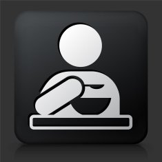 Black Square Button with Eating Icon