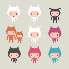 Furry friends (vector and 300dpi jpg)