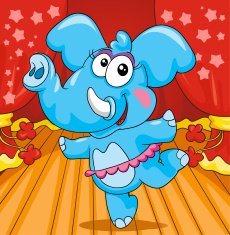 elephant ballerina on colored background vector illustration