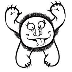 Foolish cartoon monster black lines vector illustration