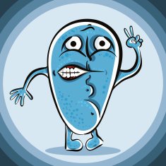 Funny blue cartoon monster