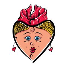 Heart shaped loving girl face cute woman vector illustration