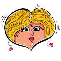 Heart shaped loving girl face cute woman vector illustration N2