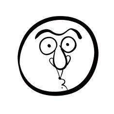 Funny cartoon face black and white lines vector illustration