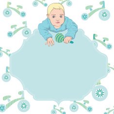 Baby boy vector card with text frame