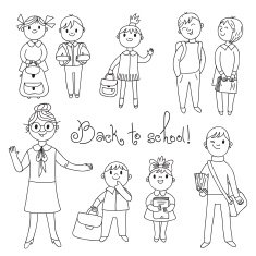 The teacher with the students Back to school