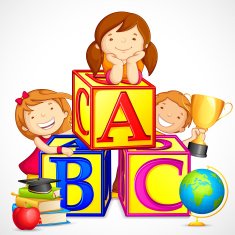 Kids playing with Alphabet Block