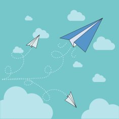 paper plane flying up vector illustration