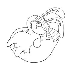 rabbit resting in chair with blindfold