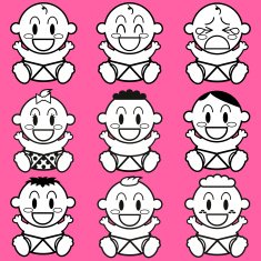 Vector Cartoon Cute different Babies Set N2