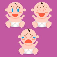 Vector Cartoon Cute different Babies Set N4