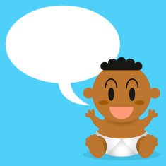 Vector Cartoon Cute Baby with Bubble Text