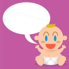 Vector Cartoon Cute Baby with Bubble Text N2