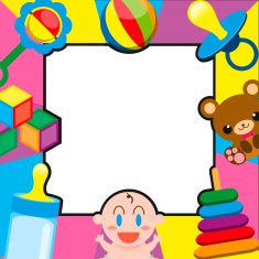 Vector Cartoon Cute Baby And Toys On Framework