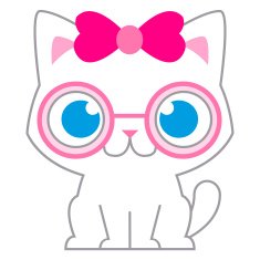 Adorable Cartoon Cat With Pink Bow And Glasses