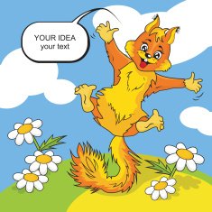 Squirrel and flowers Vector illustration