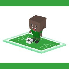 soccer boy block isometric cartoon character N2