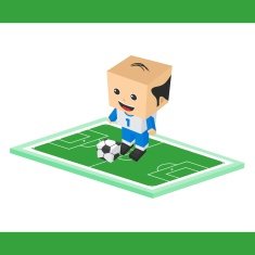 soccer boy block isometric cartoon character N11