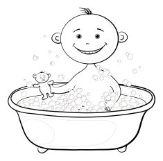 Baby wash in the bath contours