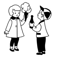 Girl and Boy With Cotton Candy Soda N2