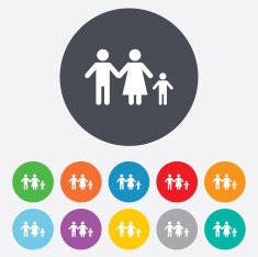 Complete family with one child sign icon N11