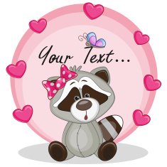 Raccoon with hearts