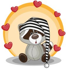 Raccoon with hearts N2