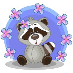 Raccoon with flowers N2