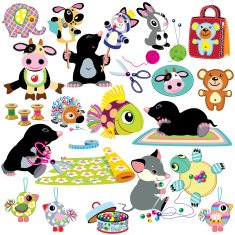 set with handmade crafts