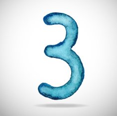 Watercolor number N3 free image download