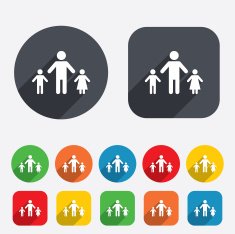 One-parent family with two children sign icon N11