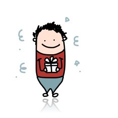 Cute boy with present box cartoon for your design