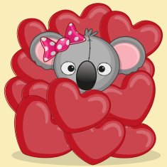 Koala in hearts
