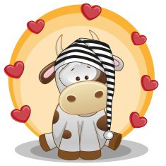 Cow with hearts