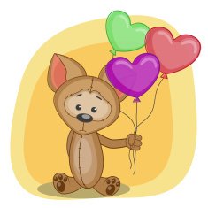 Puppy with baloons