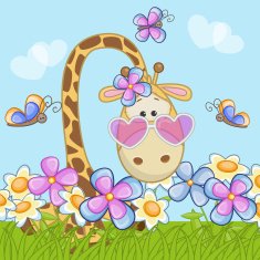 Giraffe with flowers