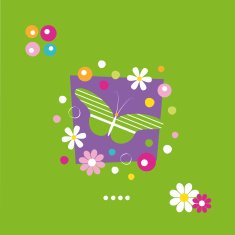 cute butterfly flowers and dots greeting card