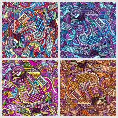 Geometric cartoon patterns set