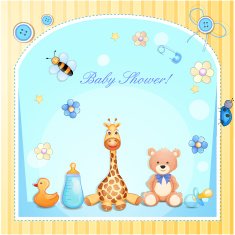 Baby shower card with toys N4