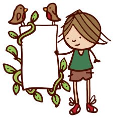 Boy stood next to a blank poster