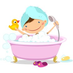girl takes a bath with rubber duck N2