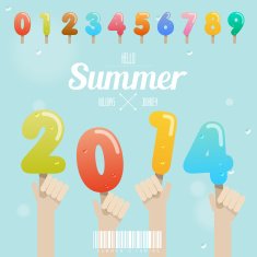 ice cream number with hand up on summer 2014 concept