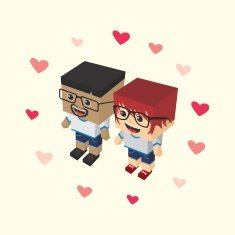 love couple block isometric cartoon character N9